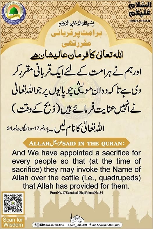 ہر امت پرقربانی مقرر تھی