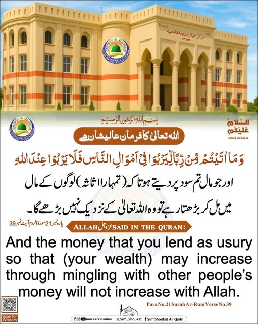  جو مال تم سود پر دیتے ہو