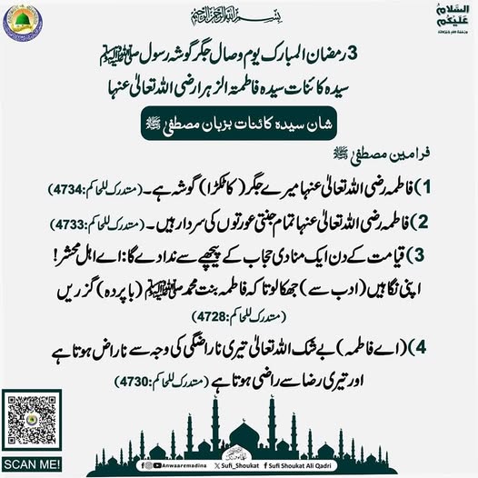 شان سیدہ فاطمہ رضی اللہ تعالیٰ عنہا