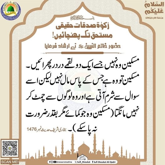 زكوة صدقات حقیقی مستحق تک پہنچائیں