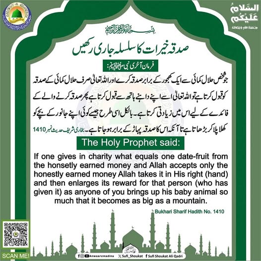 صدقہ خیرات کا سلسلہ جاری رکھیں