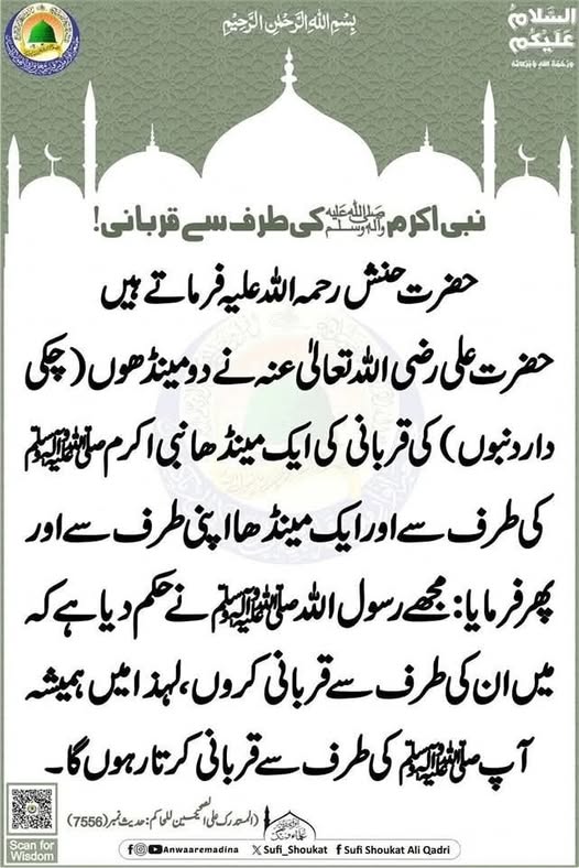 نبی اکرم ﷺ کی طرف سے قربانی