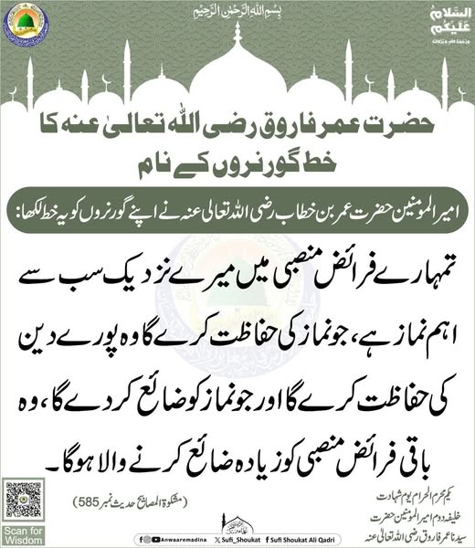حضرت عمر کا خط گورنر کے نام