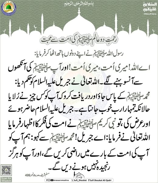 رحمت دوعالم  کی امت سے محبت