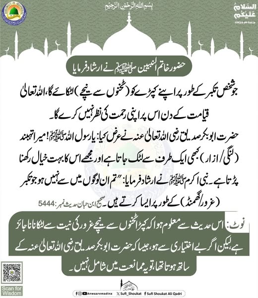 ٹخنوں سے نیچے کپڑا