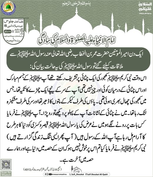 امام الانبیاء کی سادگی