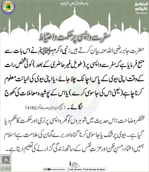 سفر سے واپسی پر حکمت و احتیاط