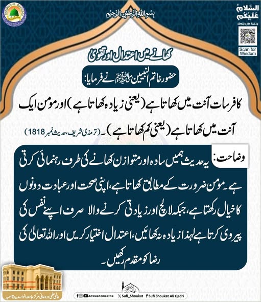 کھانے میں اعتدال اور تقوی