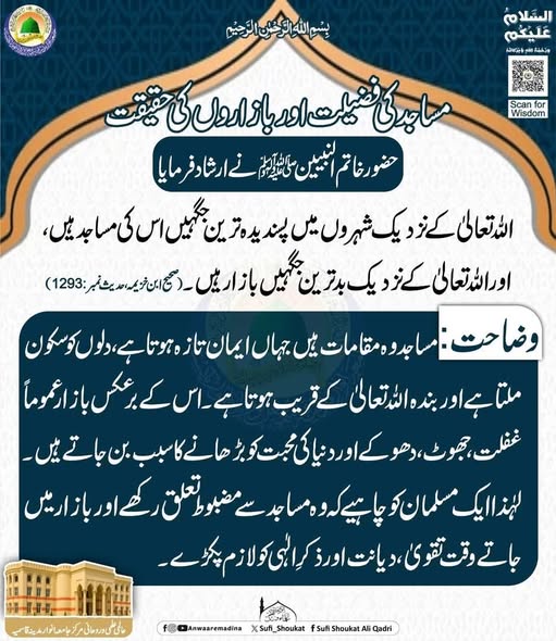 مساجد کی فضیلت اور بازاروں کی حقیقت
