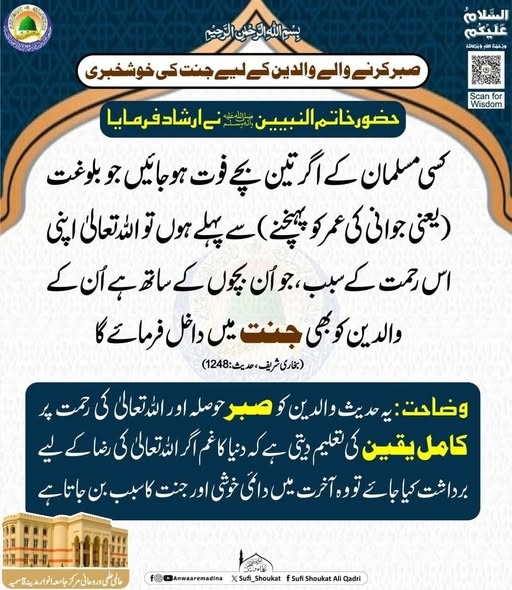 والدین کے لیے جنت کی خوشخبری