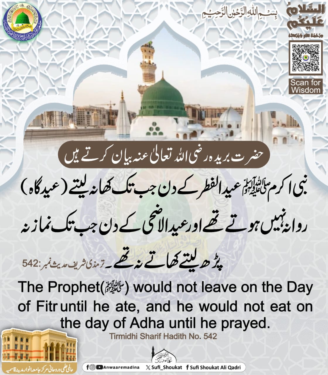 عید کی نماز سے پہلے اور بعد میں کھانا