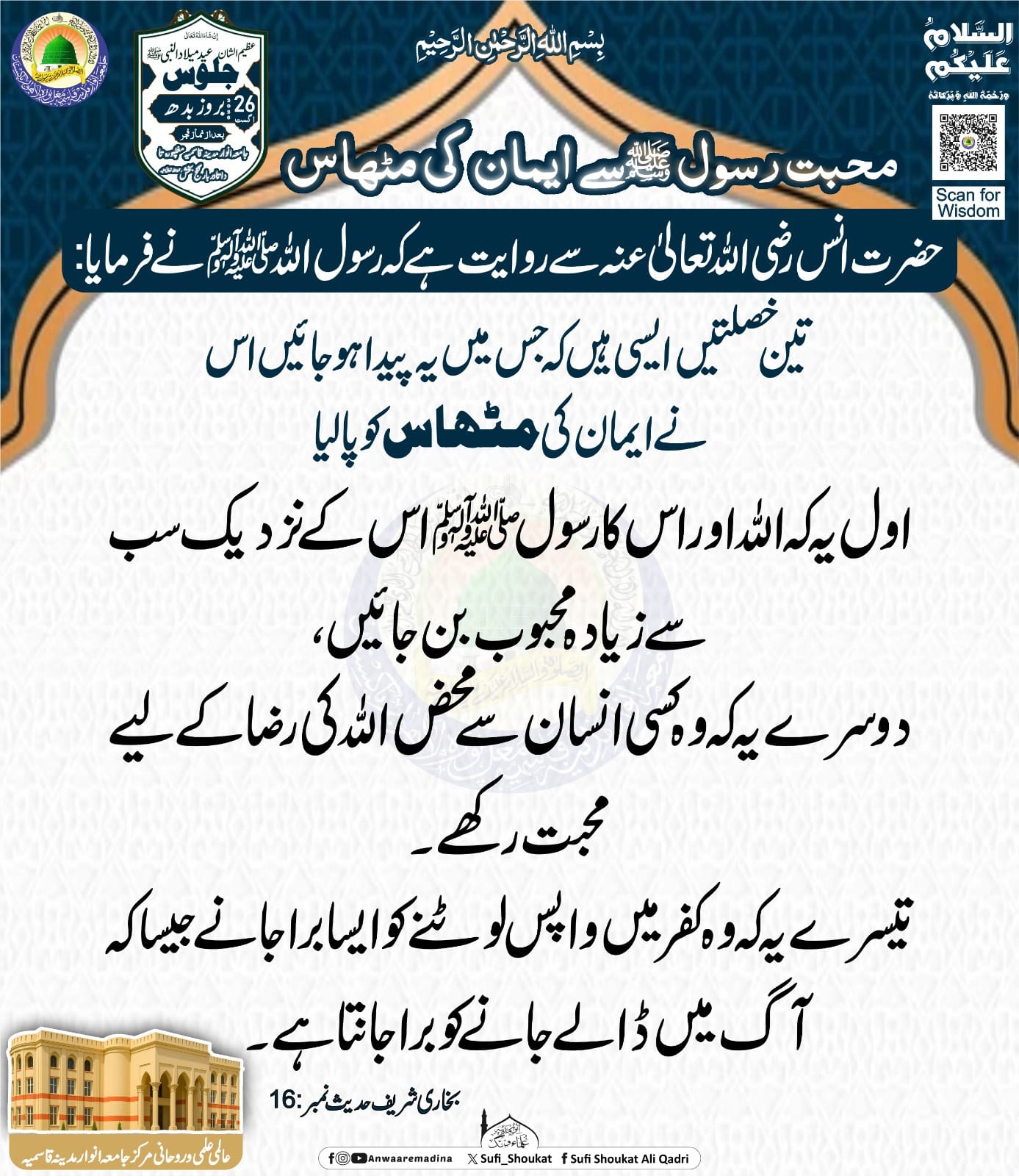 ایمان کی مٹھاس کی تین نشانیاں