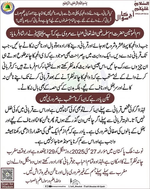  ذوالحجہ میں بال اور ناخن کاٹنے کا حکم