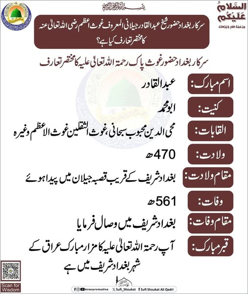  غوث اعظم تعارف 
